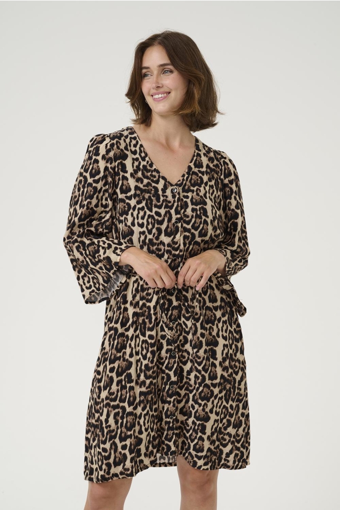 KAPEDRA SHORT DRESS 10509622 NATUREL LEOPARD PRINT
